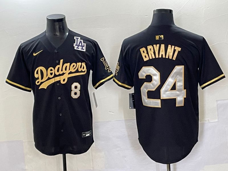 Men 2025 Los Angeles Dodgers 24 Bryant Black gold Nike MLB Jersey style 7077